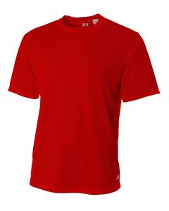 A4 N3252 - Men's Shorts Sleeve Crew Birds Eye Mesh T-Shirt Scarlet