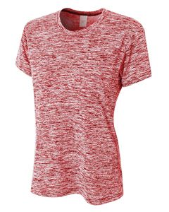 A4 NW3296 - Ladies Space Dye Tech T-Shirt Scarlet