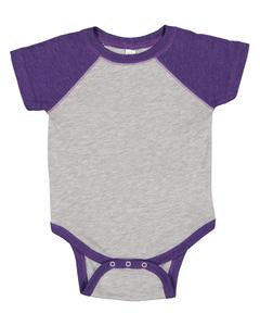 Rabbit Skins 4430 - Fine Jersey Infant Three-Quarter Sleeve Baseball Bodysuit Vintage Heather/ Vintage Purple