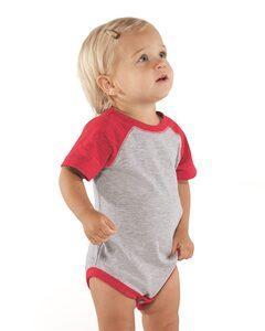 Rabbit Skins 4430 - Fine Jersey Infant Three-Quarter Sleeve Baseball Bodysuit White Solid/ Black
