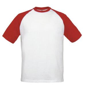 B&C BC230 - Contrast Raglan Sleeve Baseball T-Shirt White/Red