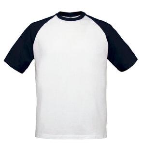 B&C BC230 - Contrast Raglan Sleeve Baseball T-Shirt White/Navy