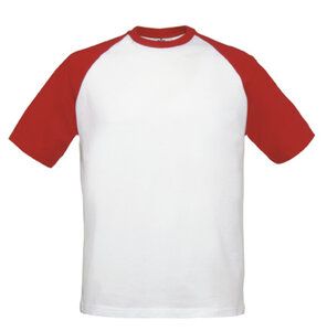 B&C BC231 - Koszulka Baseball 2 Biało/czerwony
