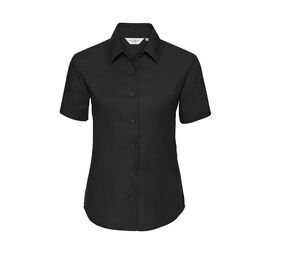 Russell Collection JZ33F - Ladies' Short Sleeve Easy Care Oxford Shirt Black