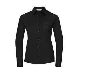 Russell Collection JZ36F - Ladies' Long Sleeve Pure Cotton Easy Care Poplin Shirt Black
