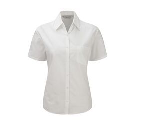 Russell Collection JZ37F - Pięknie dopasowana koszula z krótkim rękawkiem Biały