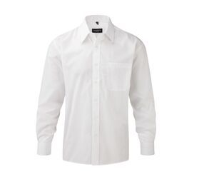 Russell Collection JZ934 - Camisa de popelina masculina Branco