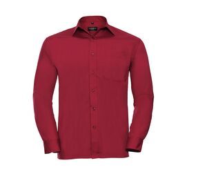 Russell Collection JZ934 - Men's Long Sleeve Polycotton Easy Care Poplin Shirt Classic Red