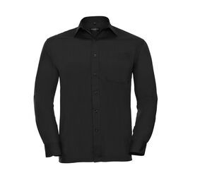 Russell Collection JZ934 - Men's Long Sleeve Polycotton Easy Care Poplin Shirt Black