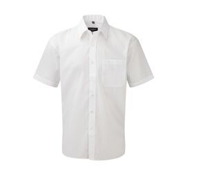 Russell Collection JZ935 - Camisa De Homem De Manga Curta - Polycotton Easy Care Popline Branco