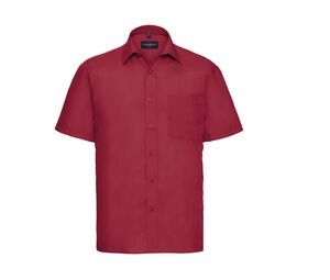 Russell Collection JZ935 - Men's Short Sleeve Polycotton Easy Care Poplin Shirt Classic Red