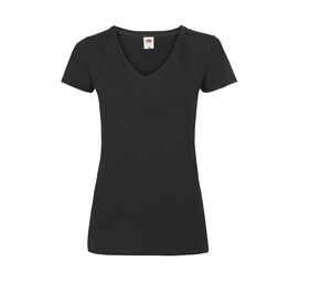 Fruit of the Loom SC601 - T-Shirt Mulher Valueweight Gola V Preto