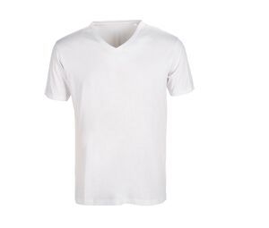 SANS Étiquette SE683 - T-shirt de Homem com gola em V - Sem Etiqueta Branco