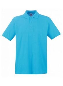 Fruit of the Loom SC385 - Men's Premium 100% Cotton Polo Shirt Azure Blue
