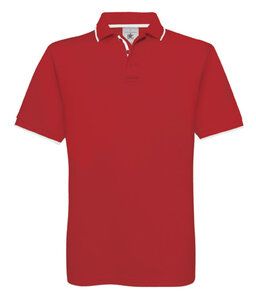 B&C BC430 - Cotton Polo Shirt with Contrasting Collar and Sleeves Red/White