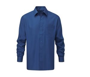 Russell Collection JZ934 - Men's Long Sleeve Polycotton Easy Care Poplin Shirt Bright Royal