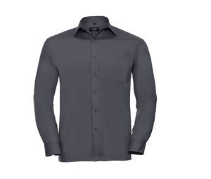 Russell Collection JZ934 - Camisa de popelina masculina Convoy Grey