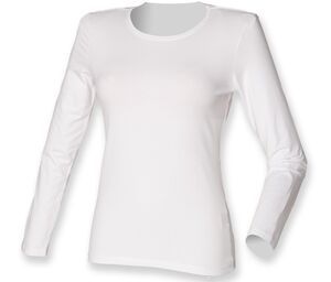 Skinnifit SK124 - Czuj się dobrze- kobieca koszulka z długim rękawem Biały