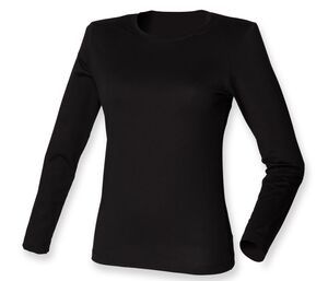 Skinnifit SK124 - Czuj się dobrze- kobieca koszulka z długim rękawem Czarny