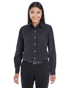 Devon & Jones DG534W - Ladies Crown Collection Striped Shirt Black/Graphite