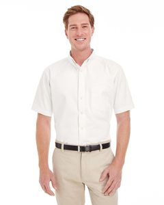 Harriton M582 - Men's Foundation 100% Cotton Short Sleeve Twill Shirt Teflon White