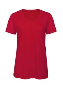 B&C BC058 - Women's tri-blend v-neck t-shirt Red