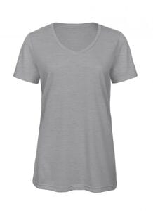 B&C BC058 - Women's tri-blend v-neck t-shirt Heather Light Grey