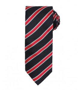 Premier PR783 - Waffle Stripe Tie Black/Red