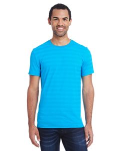 Threadfast 152A - Men's Invisible Stripe Short-Sleeve T-Shirt Turquoise Invisible Stripe