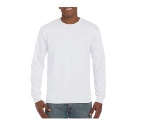 Gildan GN401 - Camiseta masculina de manga comprida Branco