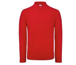 B&C ID1LS - Polo Homme Manches Longues Rouge