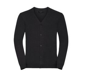 Russell JZ71M - Men's V-Neck Knitted Cardigan Charcoal Marl