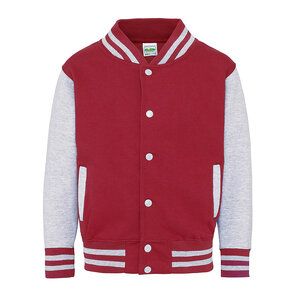 All We Do JHY043 - JUST HOODS YOUTH LETTERMAN JACKET Fire Red/Heather Grey