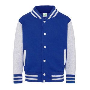 All We Do JHY043 - JUST HOODS YOUTH LETTERMAN JACKET Royal Blue/Heather Grey
