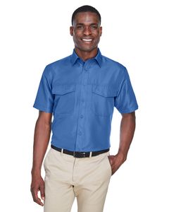 Harriton M580 - Men's Key West Short-Sleeve Performance Staff Shirt Pool Blue