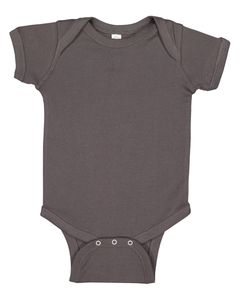 Rabbit Skins 4400 - Infant 5 oz. Baby Rib Lap Shoulder Bodysuit Charcoal