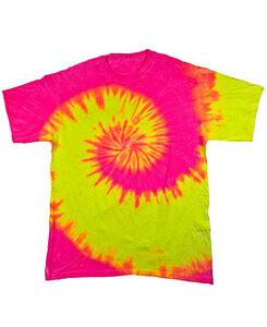Colortone T365P - Adult Fluorescent Swirl Tee Hot Pink/Yellow
