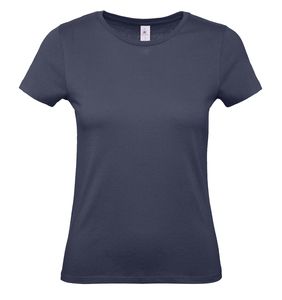B&C BC02T - Camiseta feminina 100% algodão Azul marinho