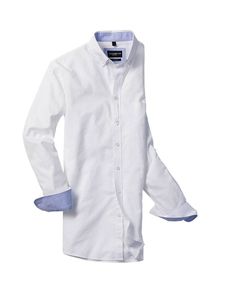 Russell Collection RU920M - MEN'S LONG SLEEVE TAILORED WASHED OXFORD SHIRT White/Oxford Blue