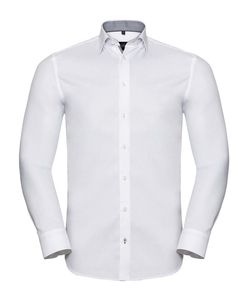 Russell Collection RU964M - MENS LONG SLEEVE TAILORED CONTRAST HERRINGBONE SHIRT
