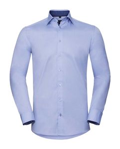 Russell Collection RU964M - MENS LONG SLEEVE TAILORED CONTRAST HERRINGBONE SHIRT