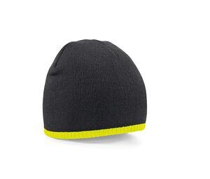 Beechfield BF44C - Two-tone beanie knitted hat Black/ Fluorescent Yellow