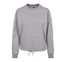 Build Your Brand BY058 - Round woman Sweat oversized collar Heather Grey