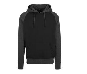Build Your Brand BY077 - Hoodie Sweatshirt Raglan Black / Charcoal