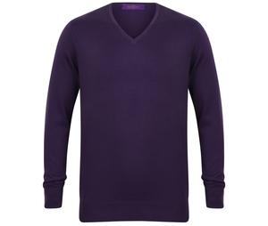 Henbury HY720 - Sweater V-hals heren Purple