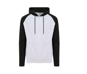 AWDIS JH063 - Zipped baseball sweatshirt Heather Grey/ Black