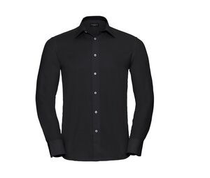Russell Collection JZ922 - Men's Fitted Oxford Shirt with Italian Collar Black