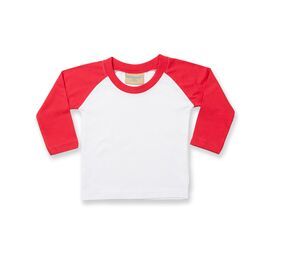 Larkwood LW025 - Long sleeved baseball T-shirt White / Red