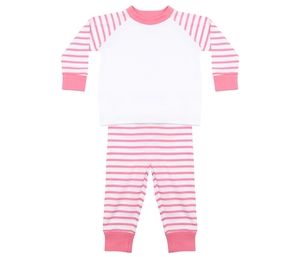 Larkwood LW072 - Pyjama kinderen gestreept Pink Stripe / White