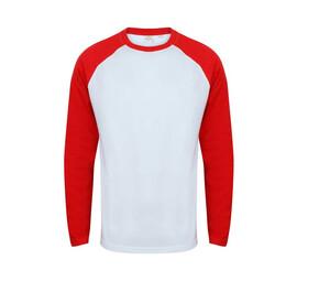 SF Men SF271 - Tee-shirt baseball manches longues Blanc-Rouge